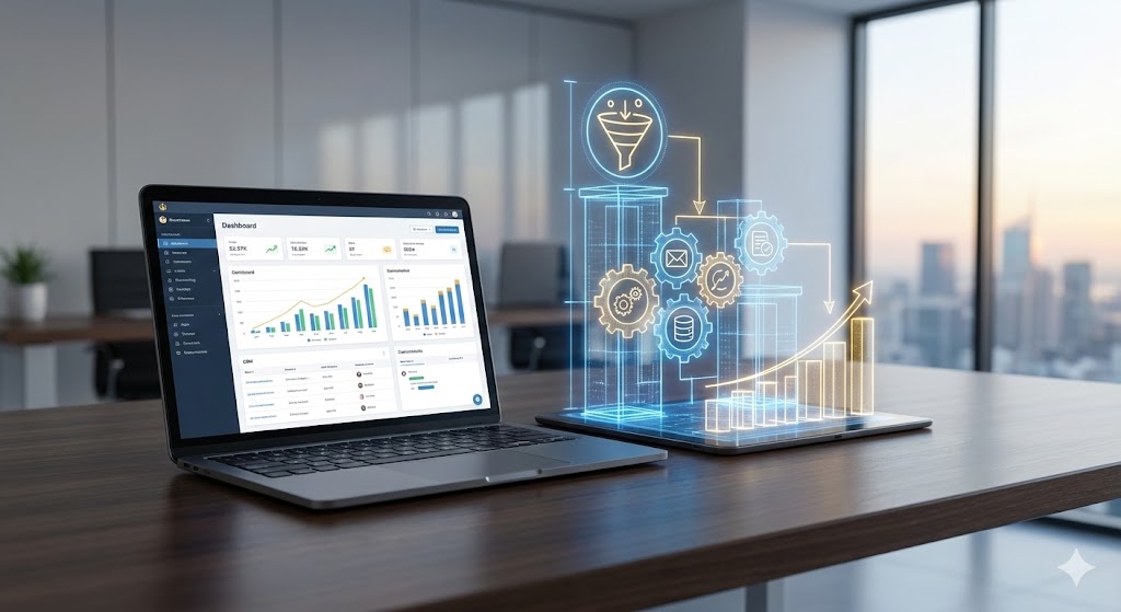 Dashboard de resultados de marketing digital con métricas de ROI y conversiones en El Salvador